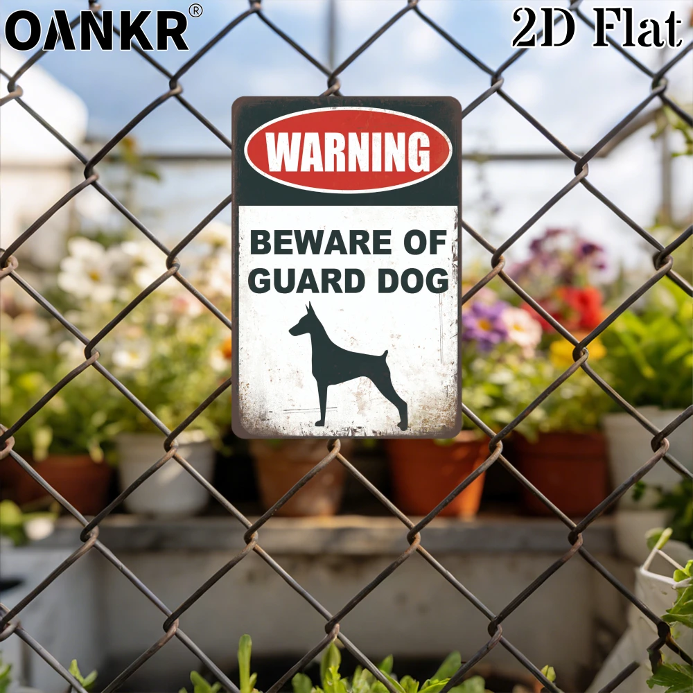 Vintage Warning Art Metal Tin Sign, Beware Of Guard Dog Metal Signs for Man Cave Garage Farm Bar Garden Home Wall Decor Plaque