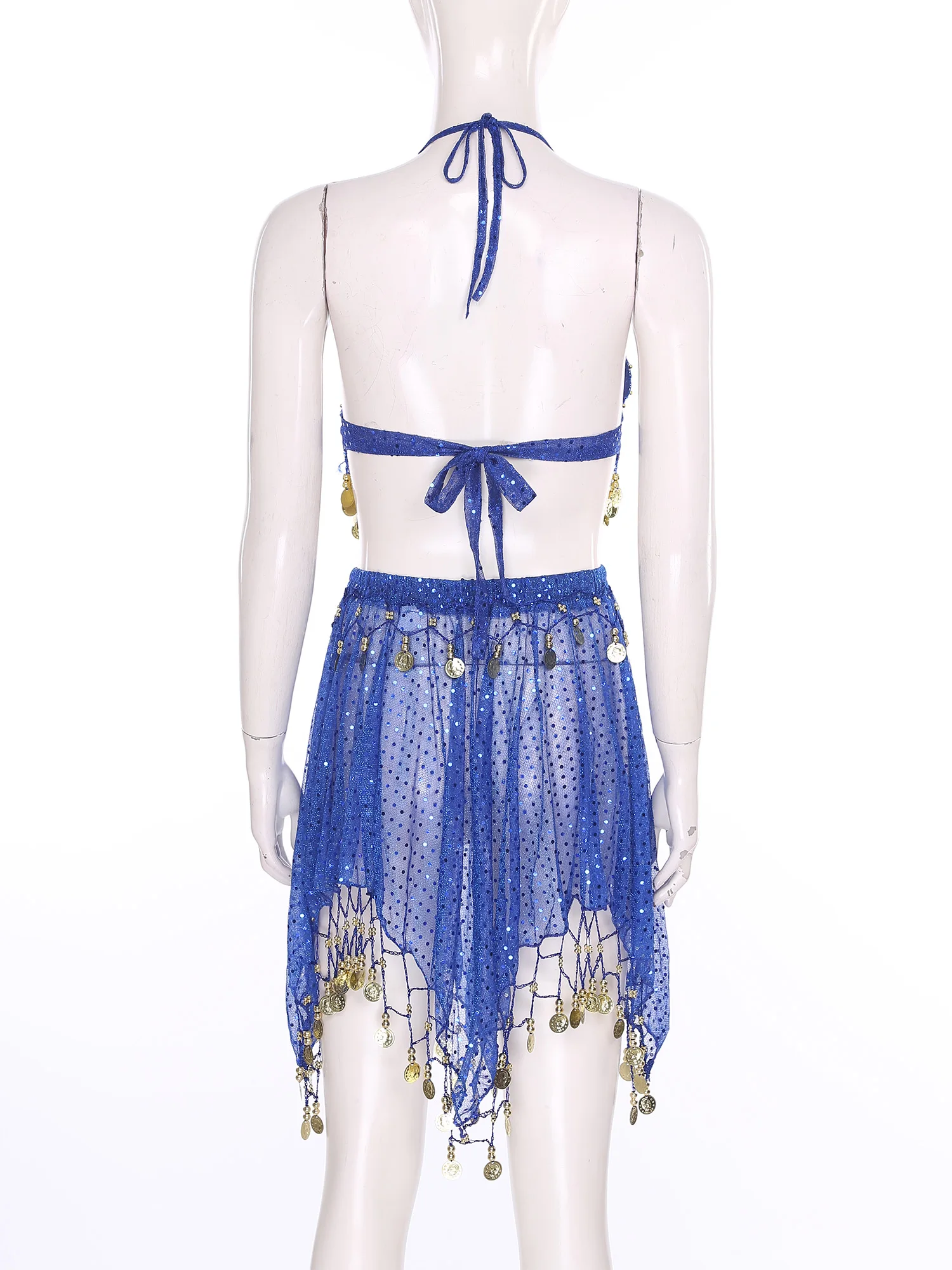Vrouwen Buikdans Outfit 2-delige Metallic Kwastje Zoom Bh En Rokken Set Arabische Prinses Kostuum voor Halloween Cosplay