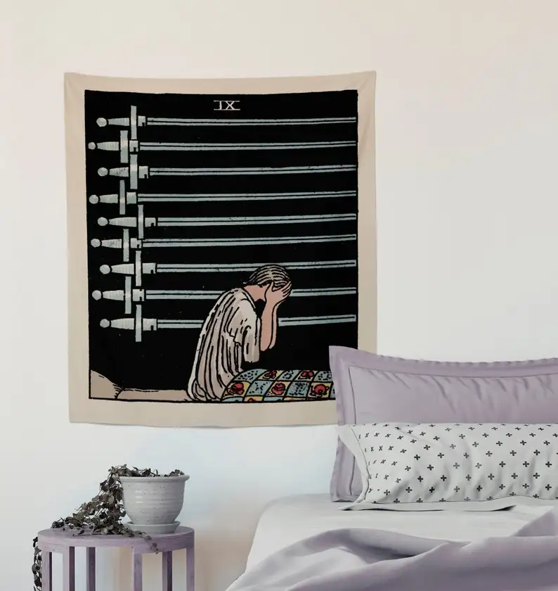 The 9 of Swords Card Tapestry - Rider Waite 9 of Swords Tapestry