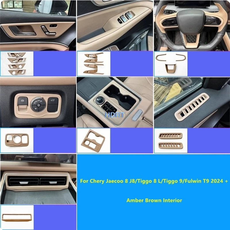

Car Styling Amber Brown Interior Gear Shift Window Lifting Panel Outlet For Chery Jaecoo 8 J8/Tiggo 8 L/Tiggo 9/Fulwin T9 2024 +