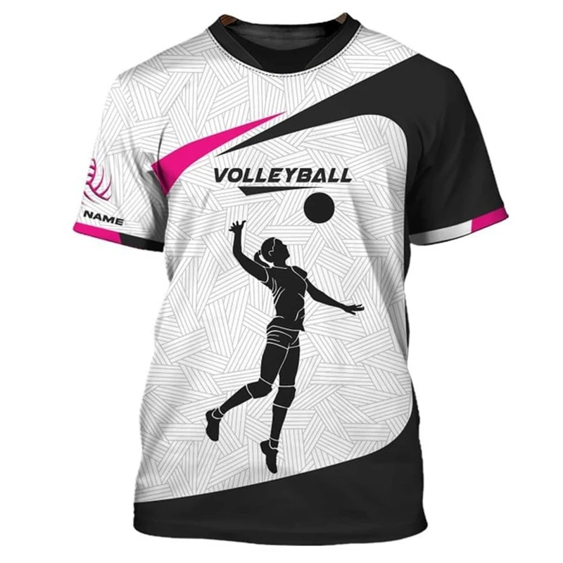 موضة الكرة الطائرة الجرافيك الرجال تي شيرت الصيف العصرية اسم مخصص ملابس رياضية ثلاثية الأبعاد طباعة فضفاضة سريعة الجافة س الرقبة قصيرة الأكمام بلايز