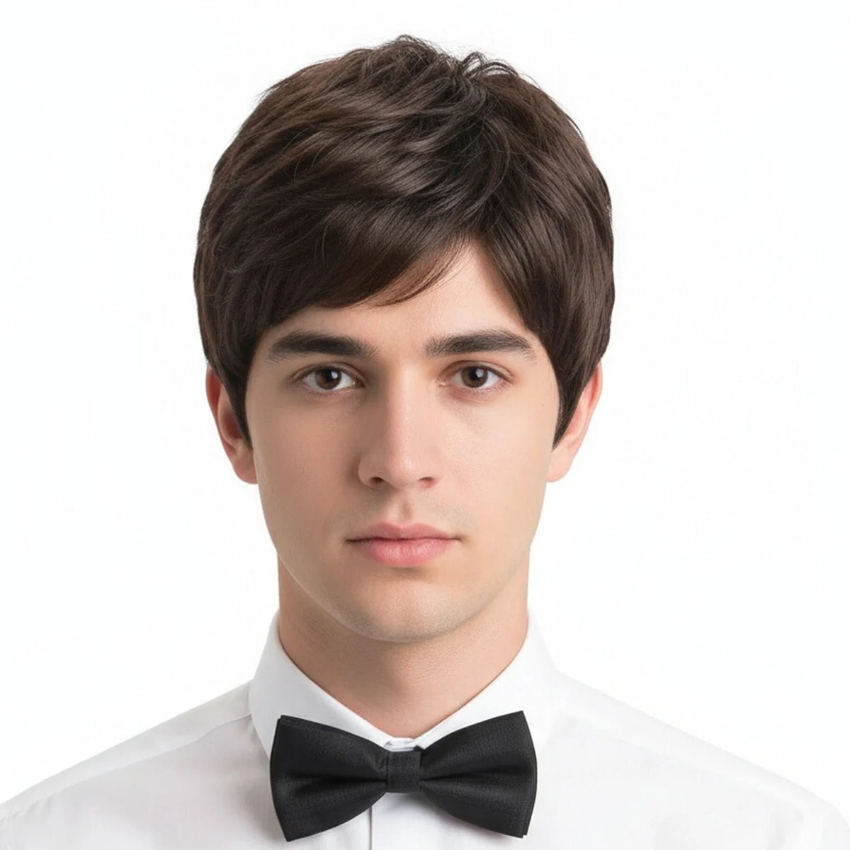 

Men's Dark Brown Short Wig Synthetic Hair Straight Wig For Male Hair Flyffy Realistic Hair Heat Resistant for Daily Party