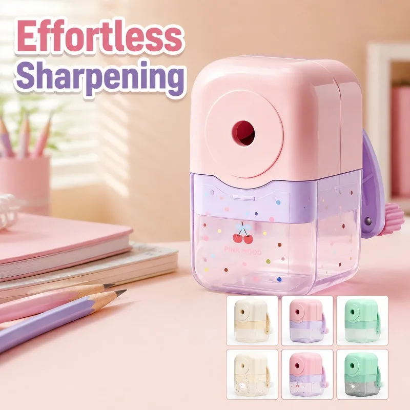 Labor‑saving Hand Crank Pencil Cutter in Macaron Tones Auto‑feed Pencil Sharpener for Children Practical School Gadget Bringing