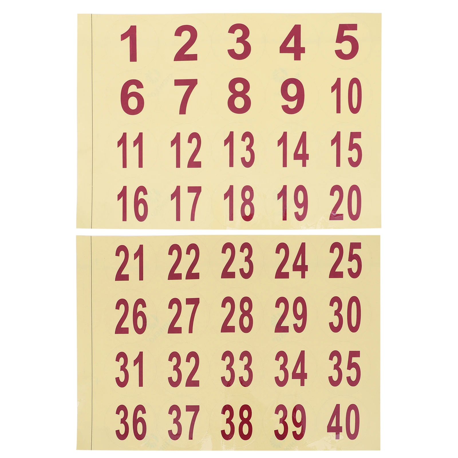 

2 Sheets Large Size Waterproof Number Stickers Round Adhesive Reusable for Clothes Pots Serial Number