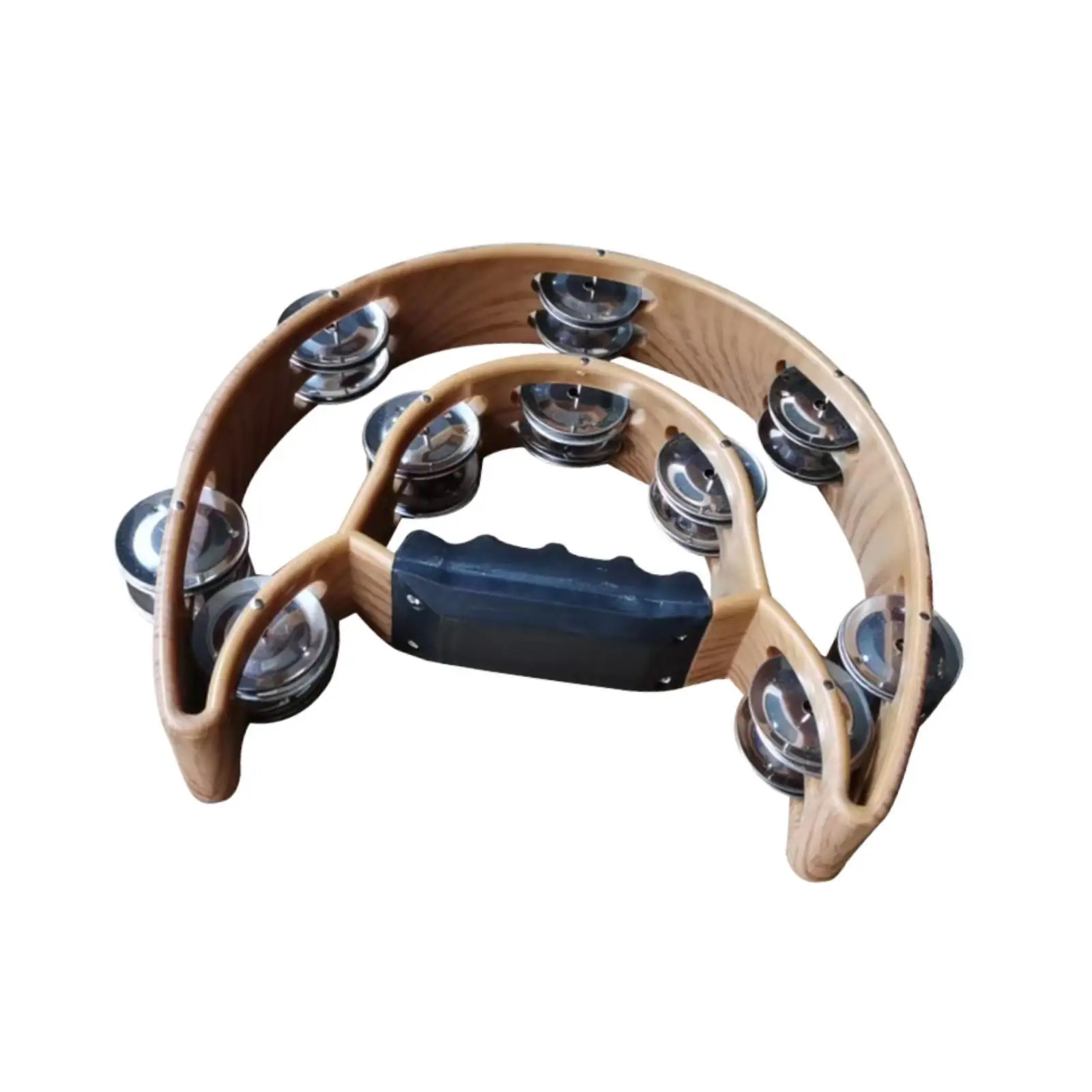 طبلة قرع الدف ذات الصف المزدوج تفضل نصف القمر مع مقبض مريح وقبضة جرس اليد للمبتدئين في المدارس KTV