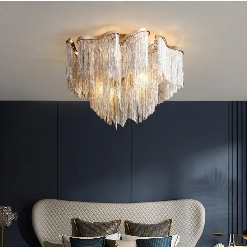 Modern Tassels Ceiling Chandeliers Pendant Lamp Chain Light  Living Room Bedroom Kitchen Villa Home Decorations
