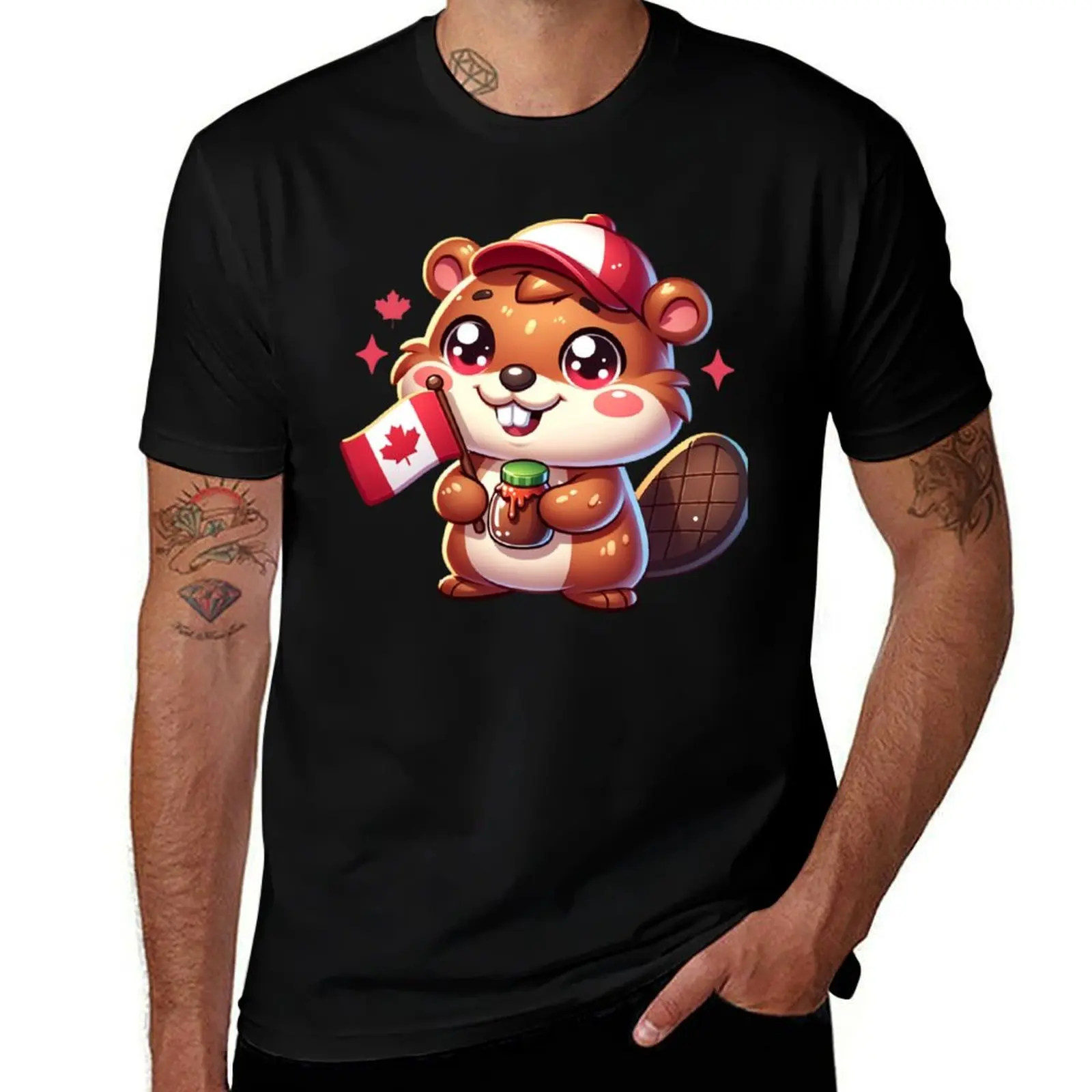 

Canada Day Cute Beaver T-Shirt cotton t shirts high quality essential t shirt