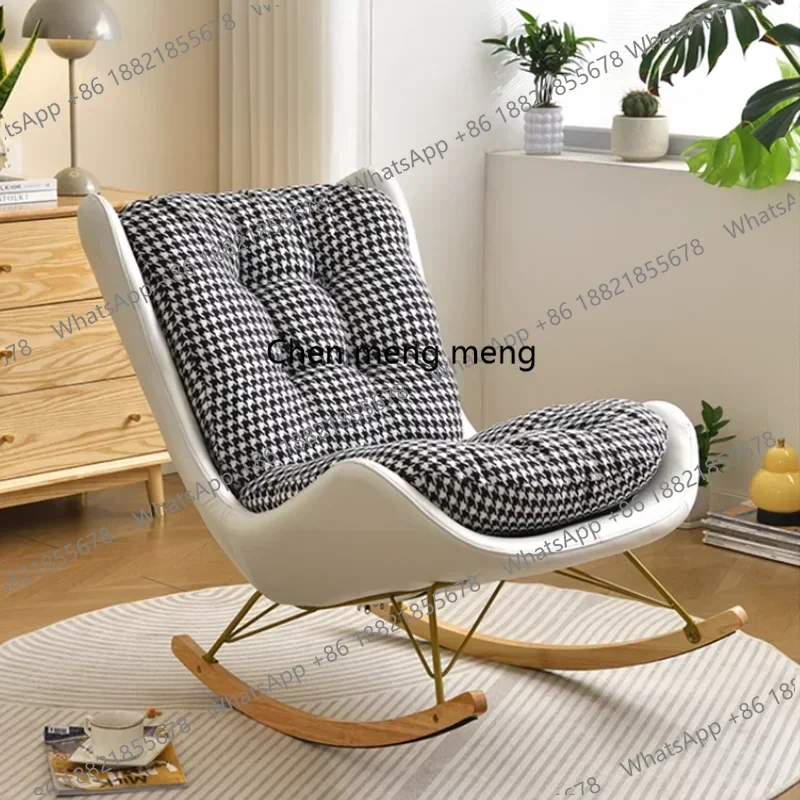 

Solid Wooden Soft Chair Luxury Rocking Reclining Reading Leisure Chair Comfy Balcony Sedie Da Soggiorno Nordic Furniture