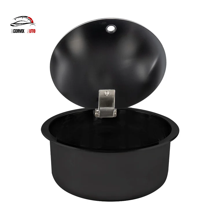 Round RV Sink Black SUS304 Stainless Steel with Flip Lid Nanotechnology Coating Compact Basin for Sprinter Van Conversion Sink