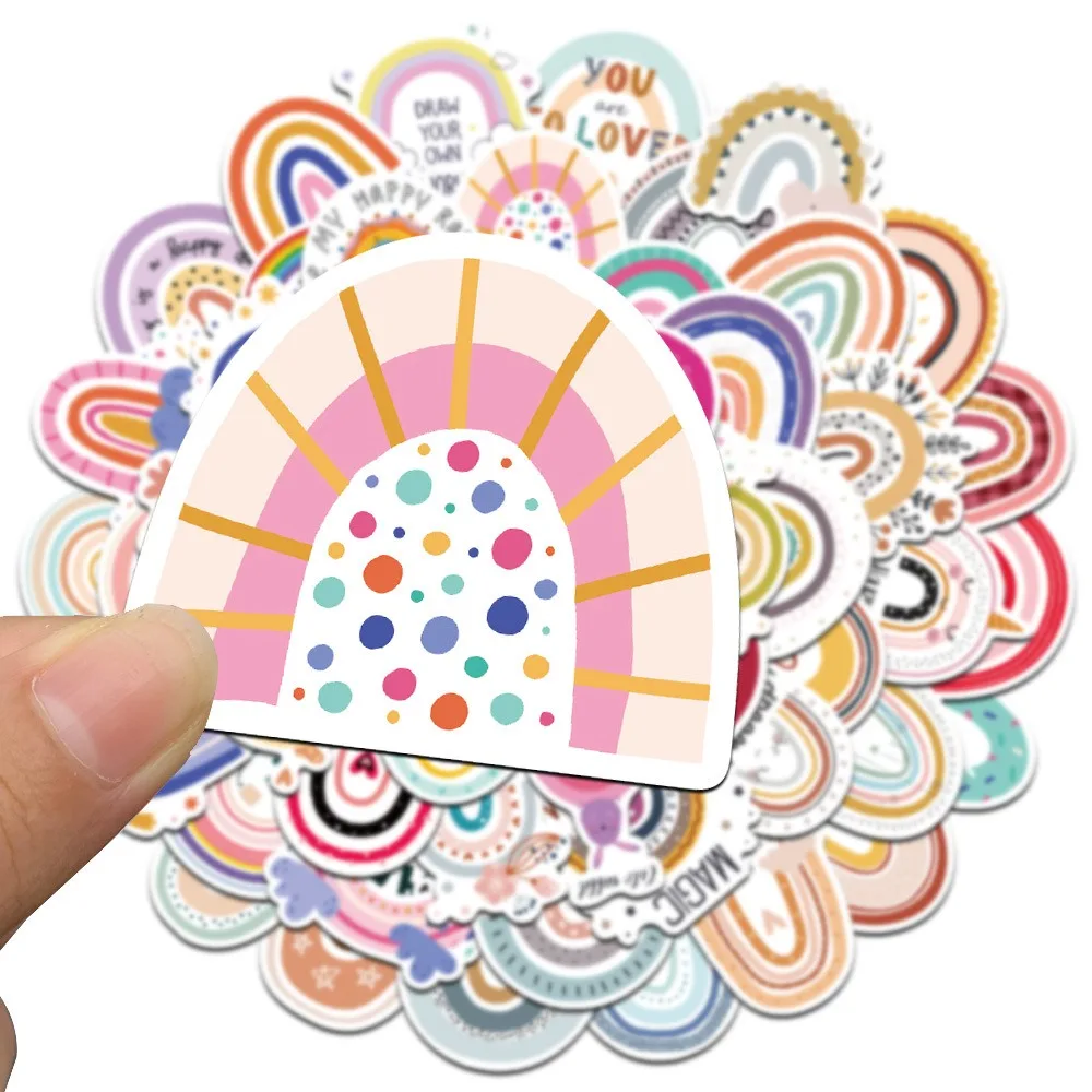 60pcs Cartoon Rainbow Bridge Stickers Aesthetic Phone Bike Wall Scrapbook Motorcycle Waterproof Sticker for Kids Toys Gifts