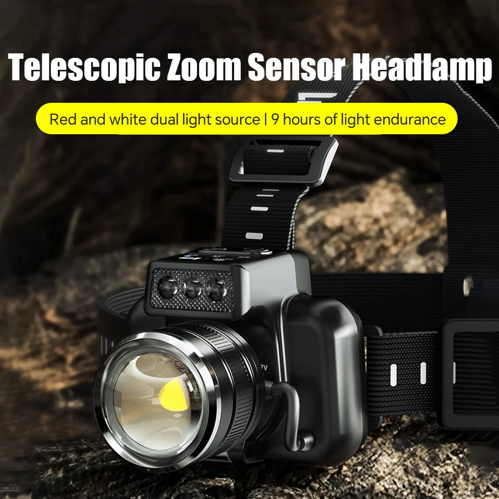

Portable Rotary Zoomable LED Headlight USB Rechargeable Waterproof Head Lamp Built in Battery Torch Fishing Camping Head Light