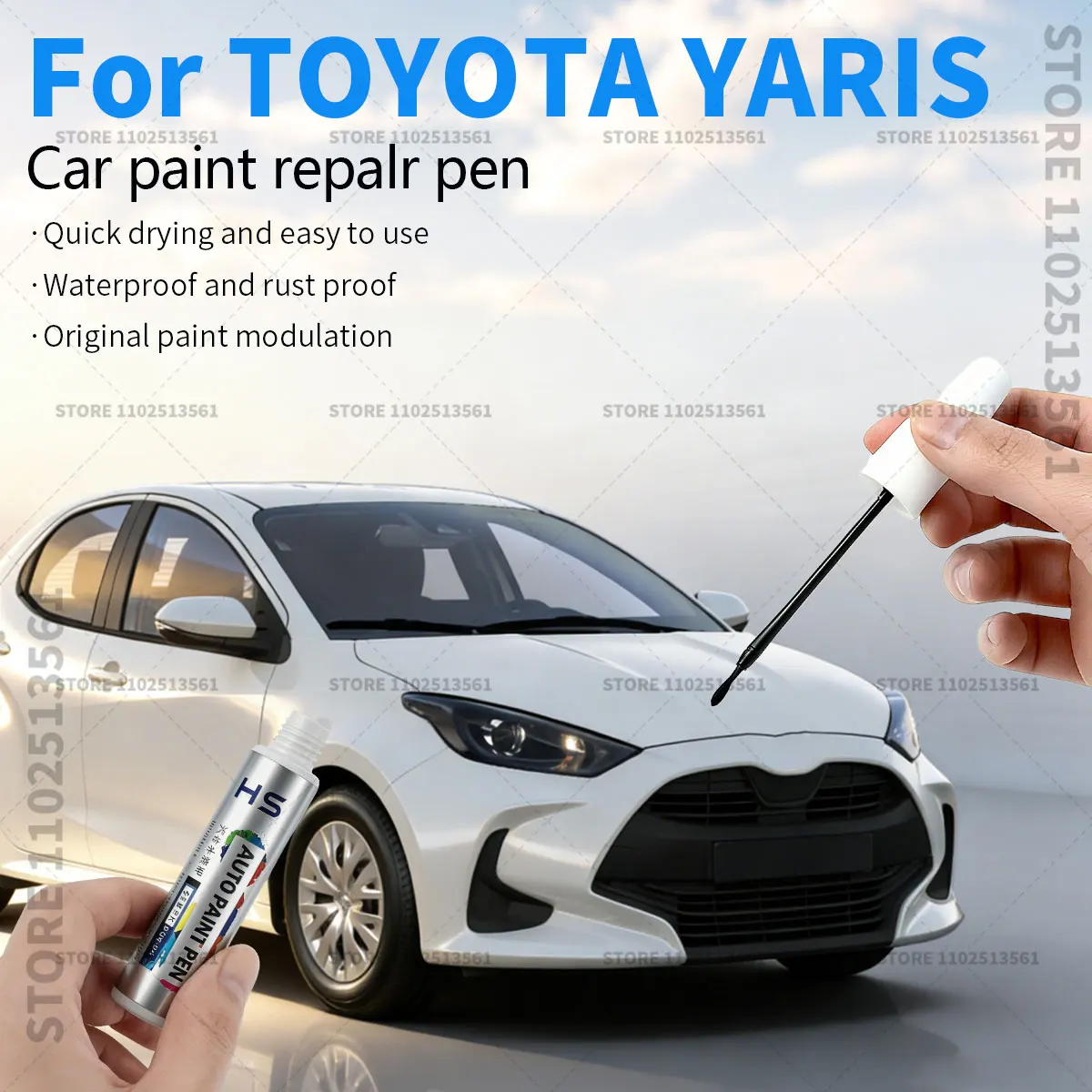 

Ручка-корректор для ремонта лакокрасочного покрытия автомобиля TOYOTA YARIS, средство для удаления царапин, аксессуары для авто, белый 040, серебристый 1H4, желтый 6W2, черный 202