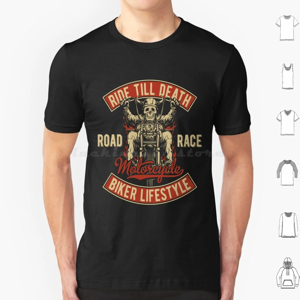 Ride Till Death T Shirt Cotton Men Women DIY Print Motorcycle Rider Biker Race Hd Scooter Moto Sinfamous Easy Rider Hog Vintage