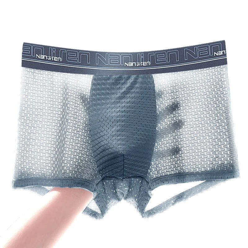 

Network 4pcs/Lot Summer Ice Mesh Men Underwear Man Boxer Breathable Sexy Youth Boxer Four shorts Cosy Bamboo Ventilate Shorts