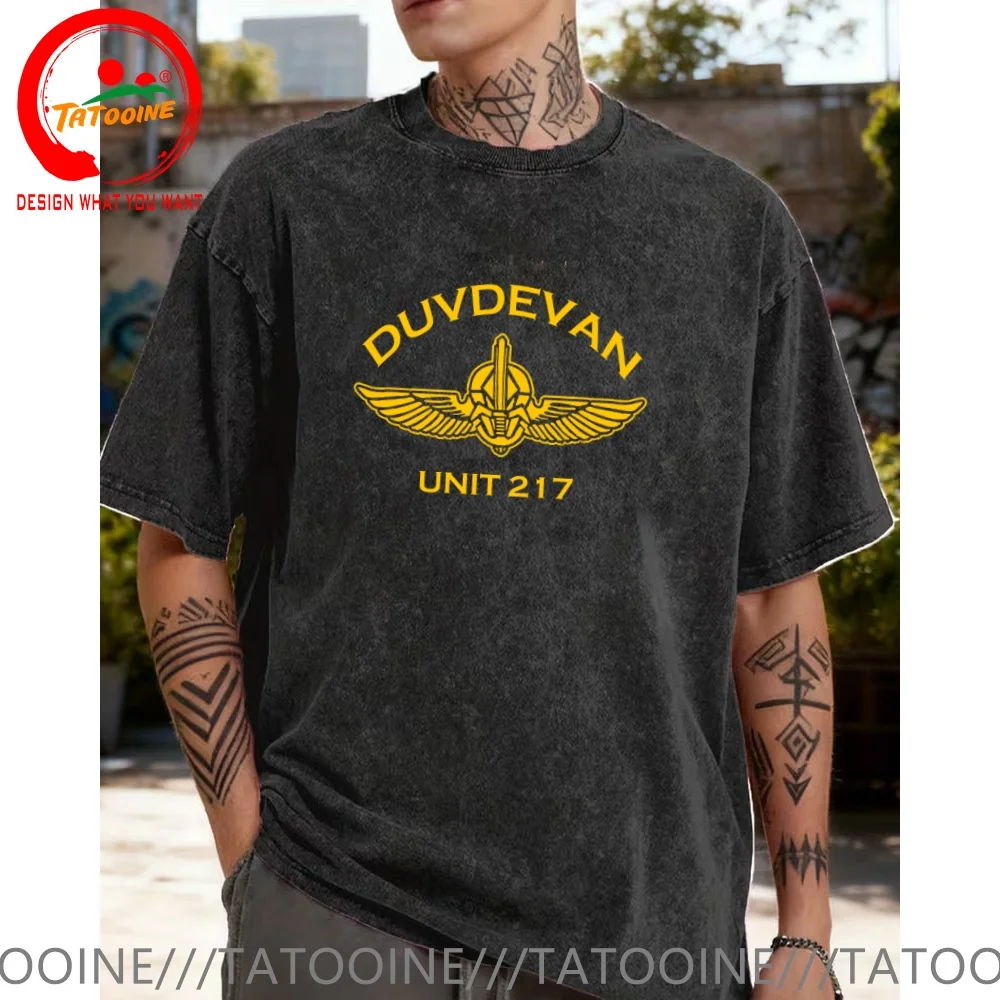 Vintage Washed Cotton T-Shirt Israeli Israel Special Forces Duvdevan  T Shirt for Men Fashion Trendy Casual Clothing