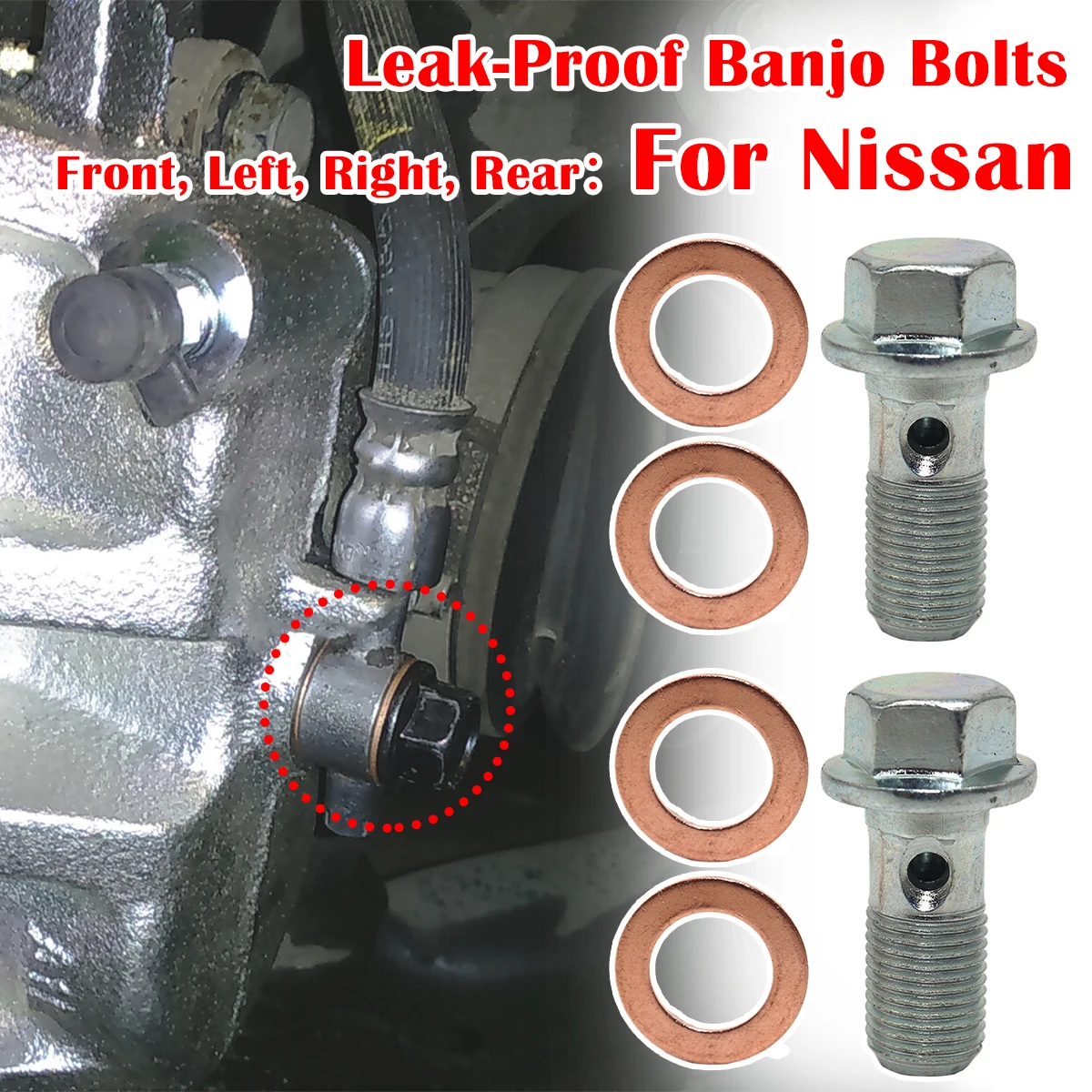 

6/12pc For Nissan X-Trail T31 T30 Juke F15 Patrol GR Y60 Pulsar C13 Caliper Hose Lines Banjo Fittings Bolts Seal Washers Repair
