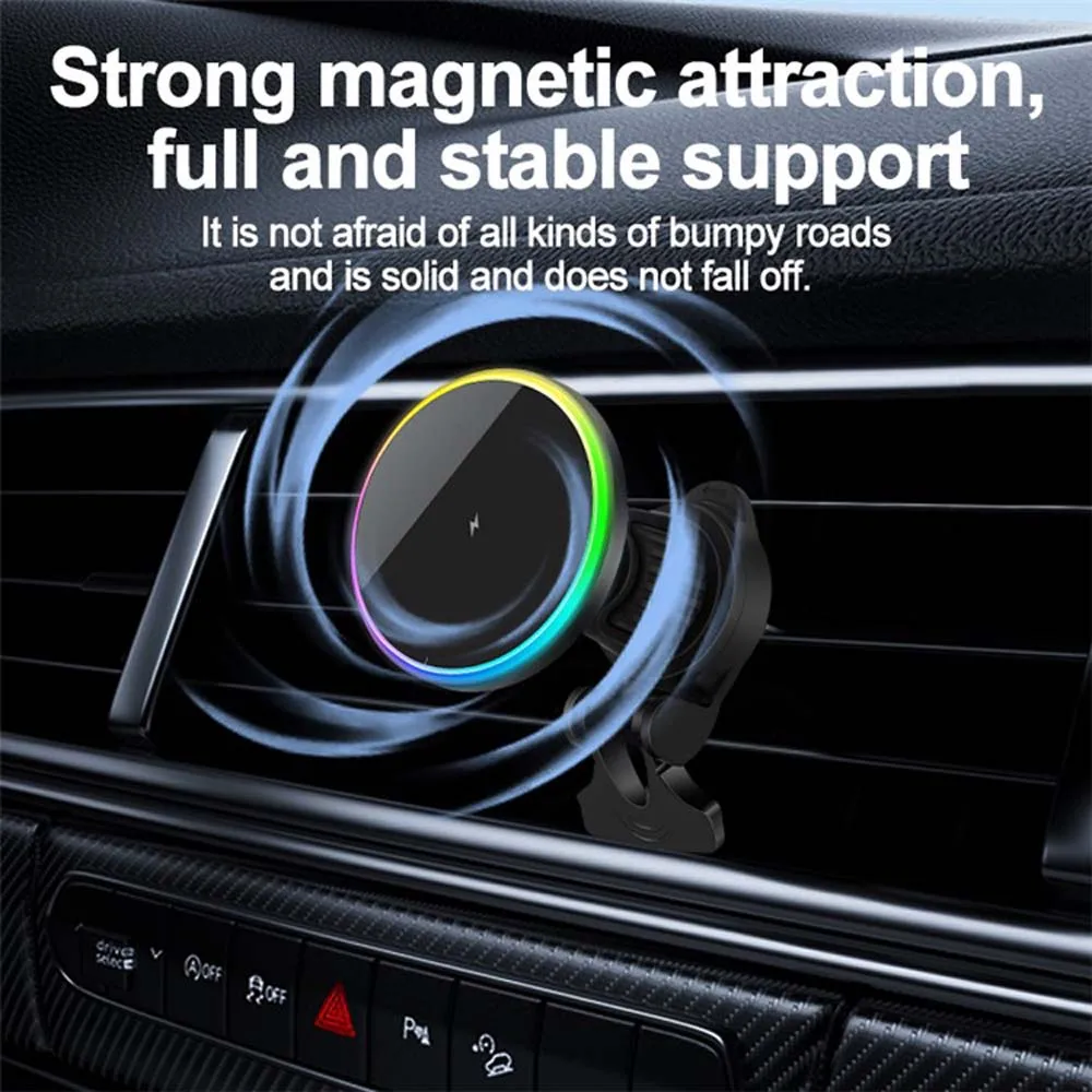 15w Magnetic Wireless Car Charger Phone Holder for Iphone 15 14 13 12 Pro Max Car Phone Stand Qi Wireless Charging Station