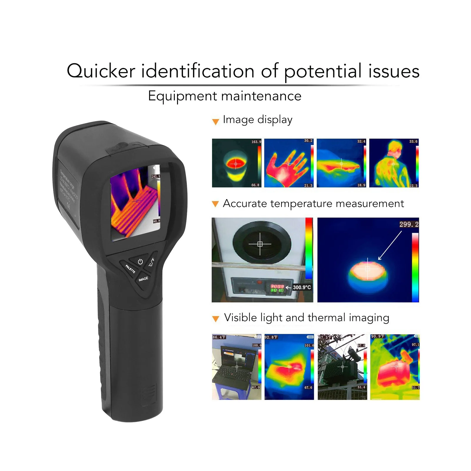 กล้องถ่ายภาพความร้อน ROI การวัด 100-240V ‐20 ถึง 300 ℃   กล้องถ่ายภาพความร้อนแบบพกพาความละเอียด 32 X 32 สําหรับการตรวจจับการรั่วไหล