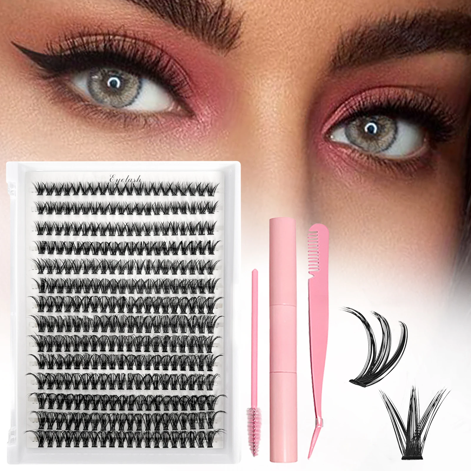 

Lash Clusters 120pcs Cluster Lashes 8-16mm Individual Lashes Natural Look D Curl Fluffy Cluster Lashes DIY Eyelash Extension