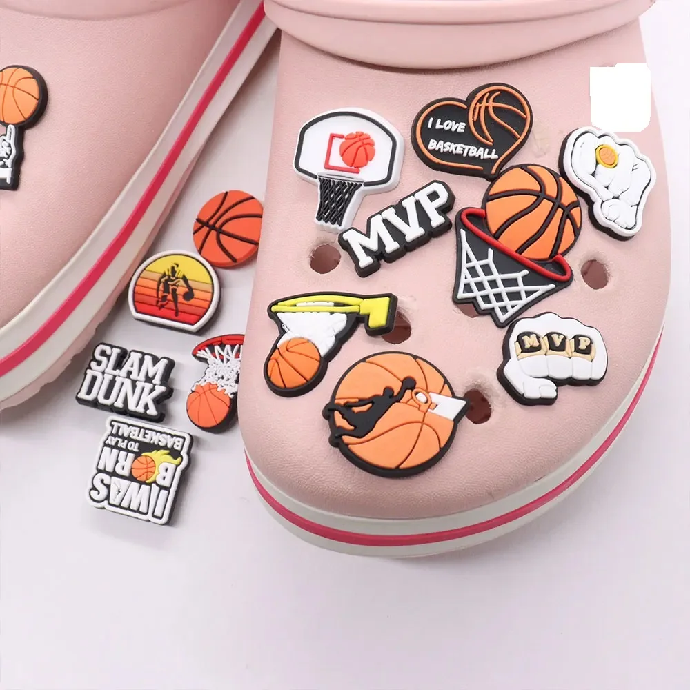 1pcs Live Love Play Basketball Whistle PVC Shoe Charms Garden Shoes Button Decorations Accessories For Clogs Pins Kid Xmas Gift