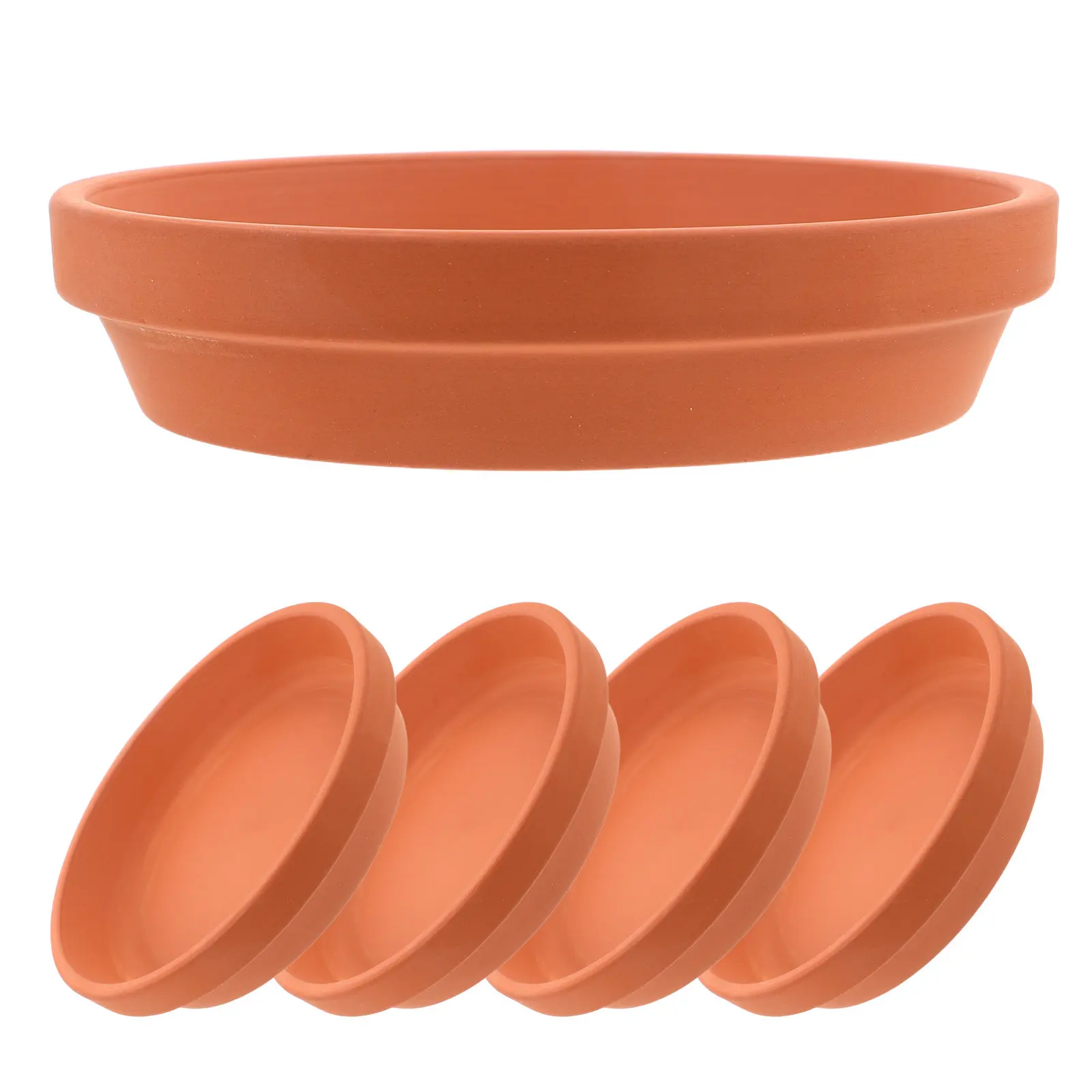 5Pcs Plant Pot Water Tray For Outdoor Flower Pot Saucer Plant Terracotta Round Clay Natural Breathable Drainage