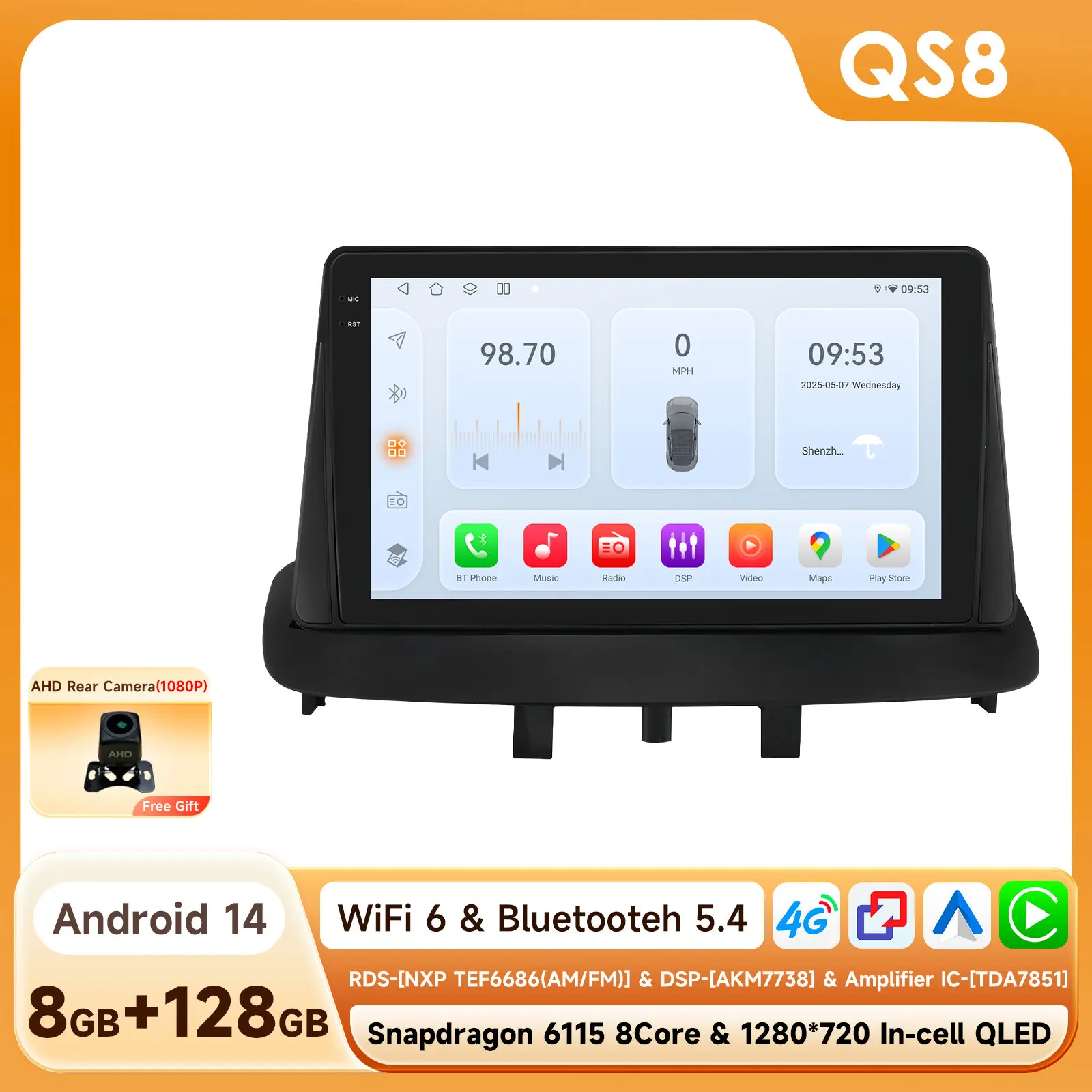 Hizpo AI Qualcomm 8-Core 360 ° Panoramische camera CarPlay Android Auto autoradio voor Renault Megane 3 Fluence Samsung SM3 2008-2014