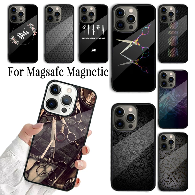 Coque Phone Case For iPhone 16 15 14 13 12 11 Pro Max Plus Magsafe Magnetic Wireless Charging Cover Hair Stylist Hairdresser