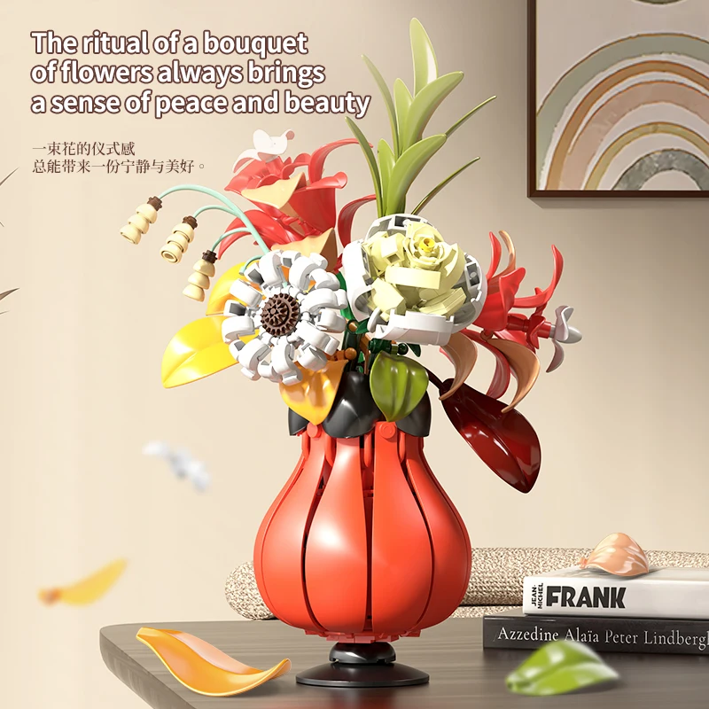 Simulatie Boeket Bouwstenen Assemblagemodel Bloemen Plant Ornamenten MOC Technische Bakstenen voor Meisje DIY Decoratie Geschenken