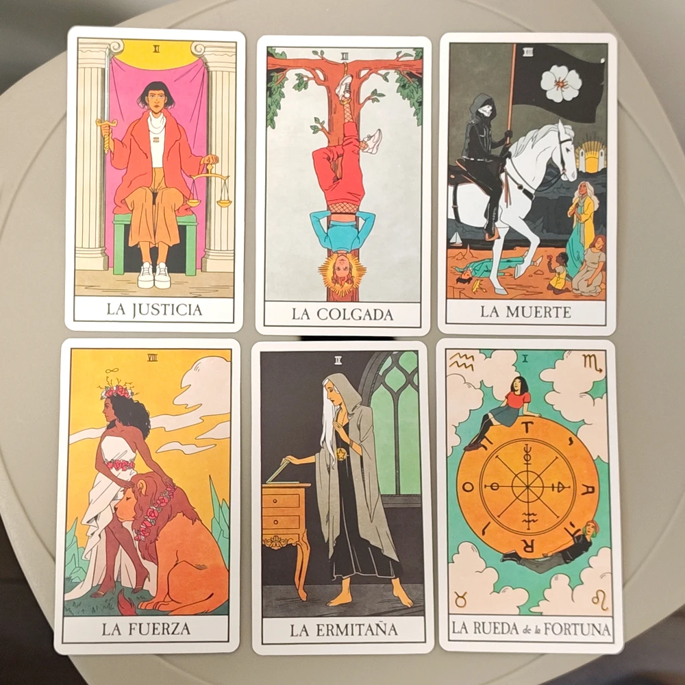 سطح التارو الساحرة الحديث 10.3*6 سنتيمتر باللغة الإسبانية 78 قطعة بطاقات التارو تتجمع بين الهيئات المتنوعة ، أزياء ما يصل إلى الدقيقة #3