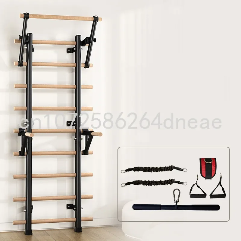 Gym Fitness Pull Up Bar Wall Mounted Wooden Swedish Ladder