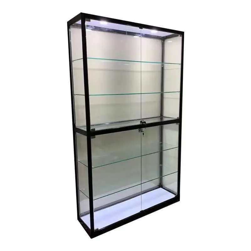 custom.Best Supplier glass showcase Custom Full Tempered Glass Display Conter, showcase led light For Shopping Mall used