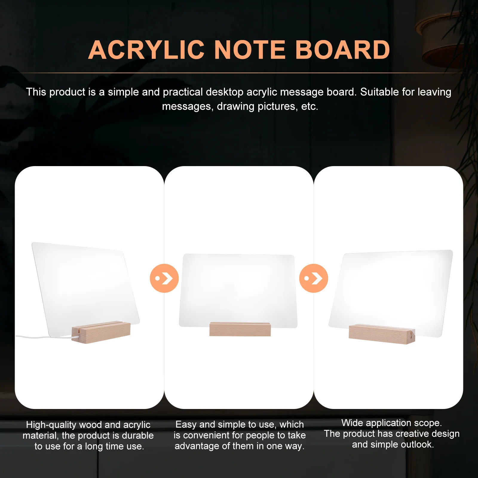 1 Set Acrylic Message Board Creative Simple Design Transparent Erasable Note Writing Board Desktop Use for Home Shop School