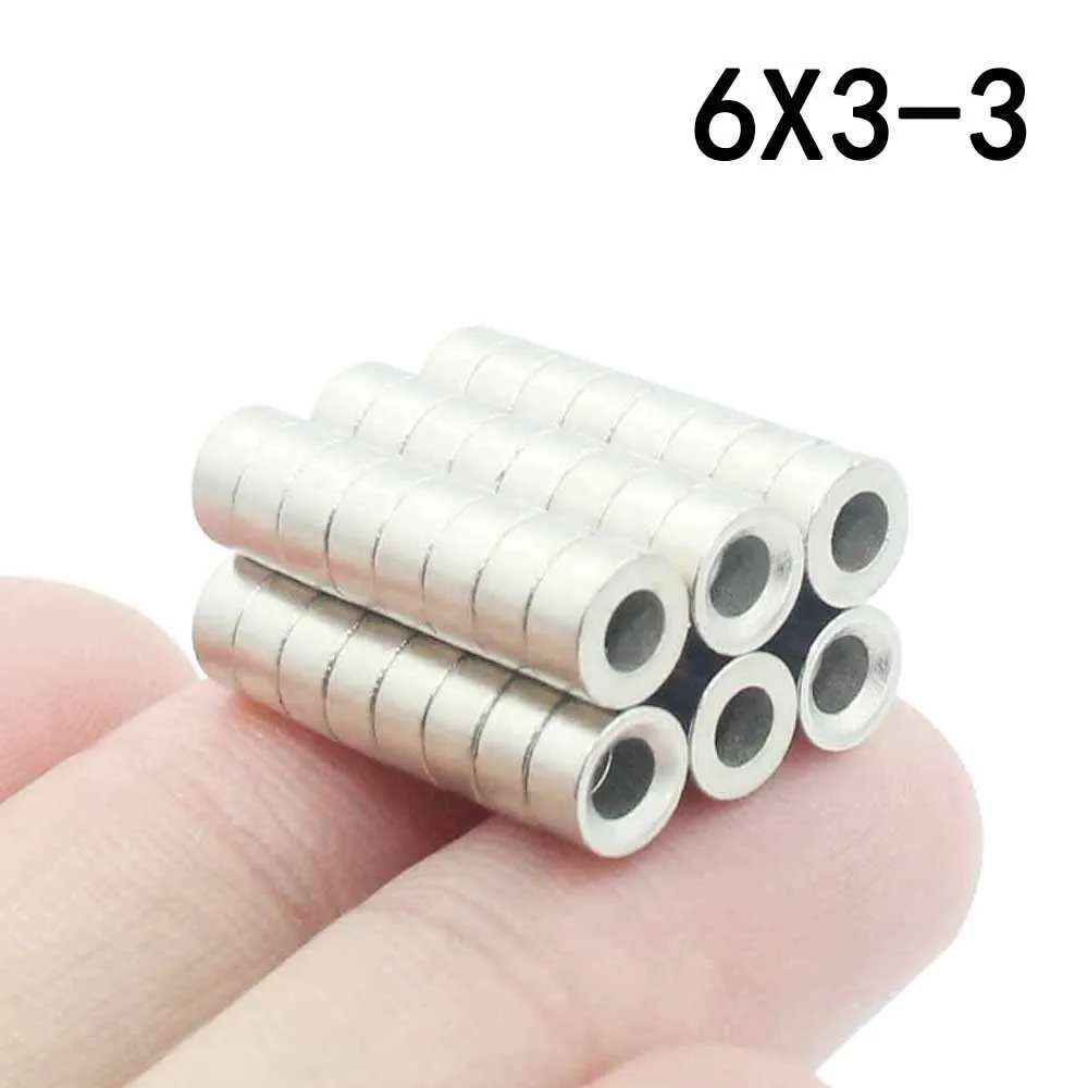 

5/10/20/30/40Pcs 6x3-3 Neodymium Magnet 6mm x 3mm Hole 3mm N35 NdFeB Round Super Powerful Strong Permanent Magnetic imanes Disc