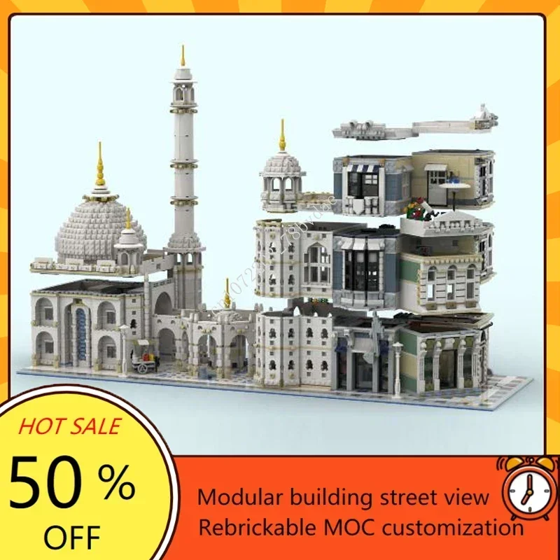 7048pcs kunden spezifische moc Moschee Eckhaus Gasse Gebäude Straßen ansicht Modell Bausteine Ziegel DIY Montage Spielzeug Weihnachts geschenke