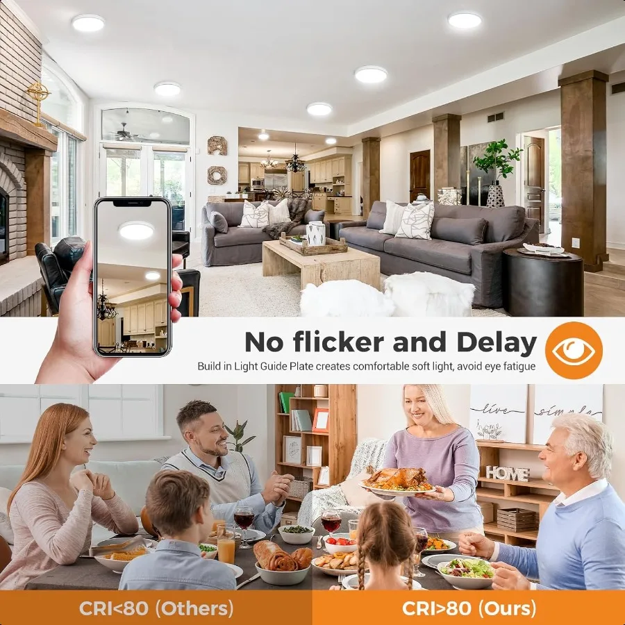 تركيبات إضاءة السقف المتساطحة 3000K4000K6500K 100W ما يعادل رقيقة جدا مستديرة بيضاء