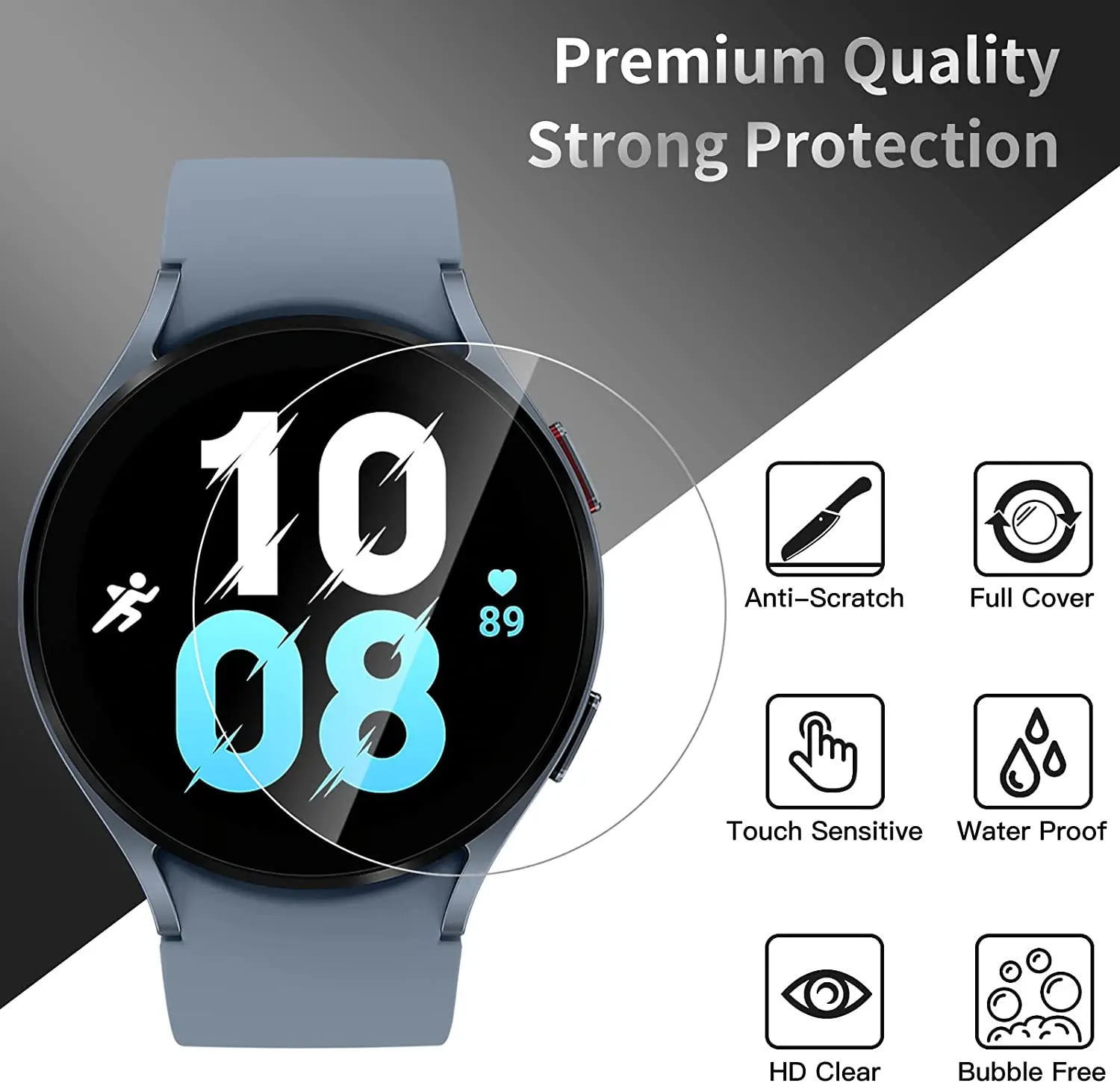 Vidrio Templado impermeable para Samsung Galaxy Watch 6 5, película protectora de pantalla templada de 40mm/44mm, 6/5/4, 43mm