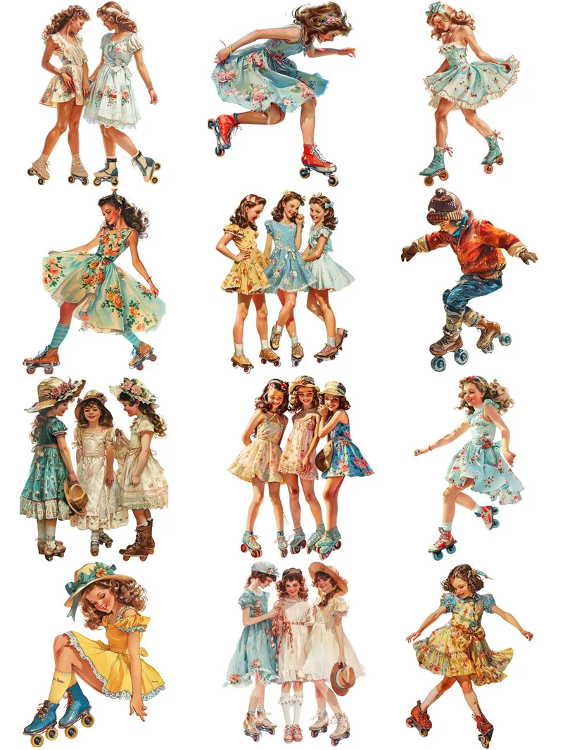 American Life Popcorn Skating Girl Stickers Crafts And Scrapbooking stickers kids toys book Decorative sticker DIY Stationery