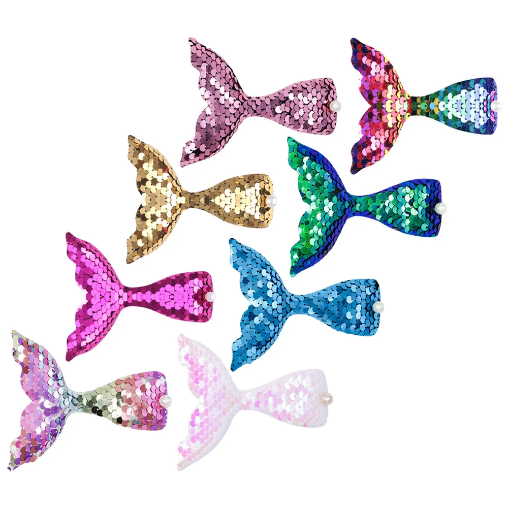 

8Pcs Cute Mermaid Tail Hair Clips Glitter Sequin Accessories for Theme Party Holiday Mermaid Tail Hair Clips