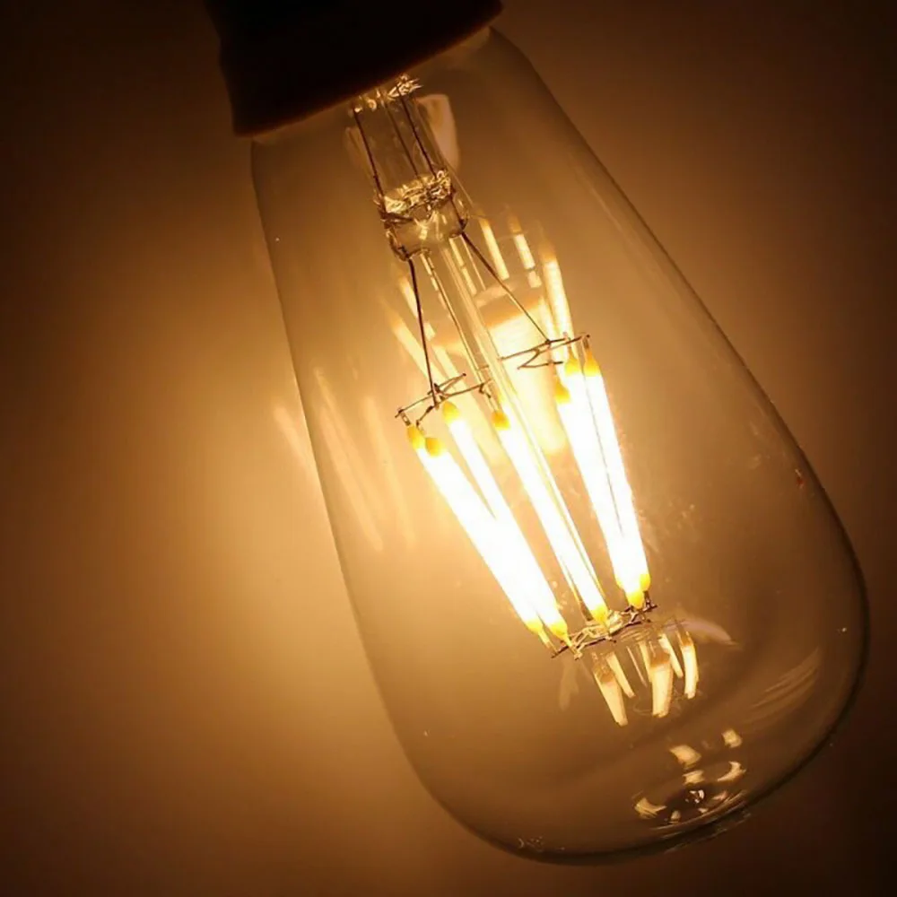 LED  Filament Bulbs transparent ST64 Dimmable E27 B22 6W 8W 12W 20W 220V 110V 2700K 360 Degree Energy Lamps