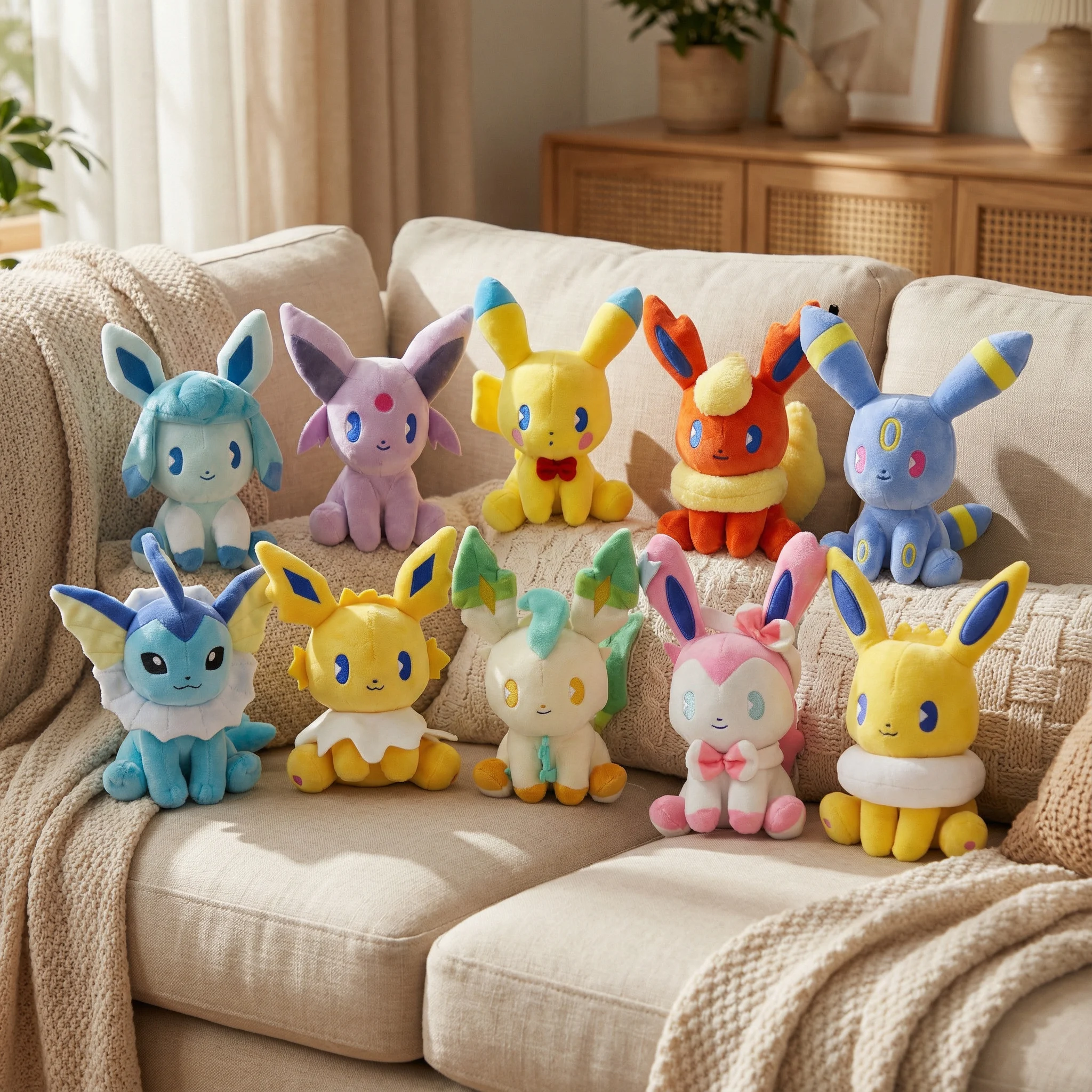 ポケモンイーブイファミリーぬいぐるみフレアリオンヴァポリオンエスパリオンアンブレオンリーフィオンシルベオンピカチュウぬいぐるみアニメおもちゃ子供のためのギフトクリスマス