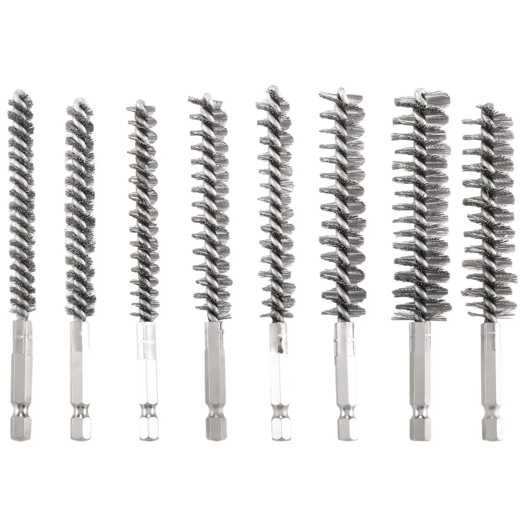 8Pcs Wire Brush Drill Bit Set with 1/4 Inch Hexagon Shank Steel Wire Twisting Brush,Suitable for Drilling Percussion