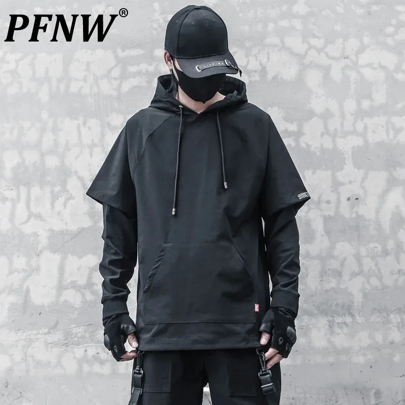 

PFNW новые осенние мужские толстовки из двух частей с капюшоном на шнурке и большими карманами, свободный мужской пуловер, одежда в темном стиле 2024, 12C546