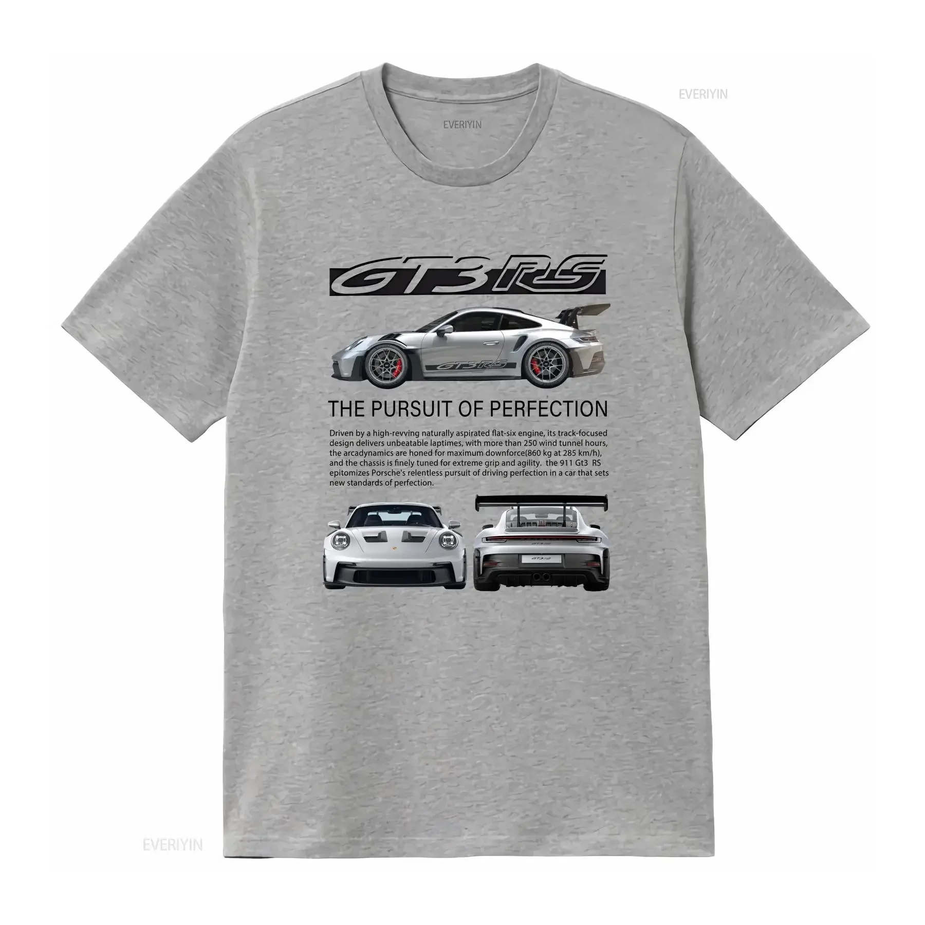 2025 new model GT3 RS T Shirt 992 10 Colour Options vintage vintage Washed Casual designer clothes Versatile homme Stylish graph