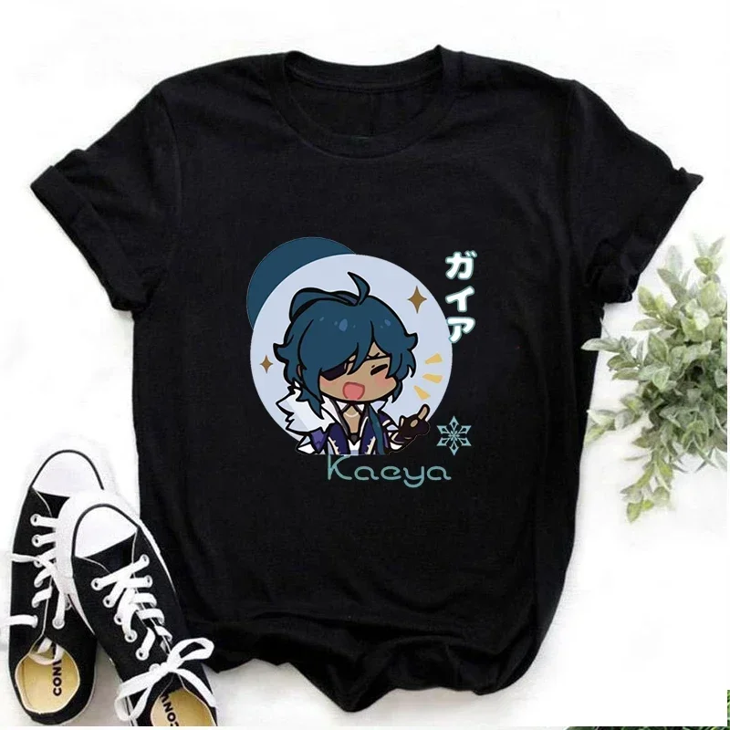 

Genshin Impact Print Women T-shirt Kaeya Graphic Casual Short Sve T Shirt Cartoon Fashion 2024 Summer Unisex Clothing Top Y2k