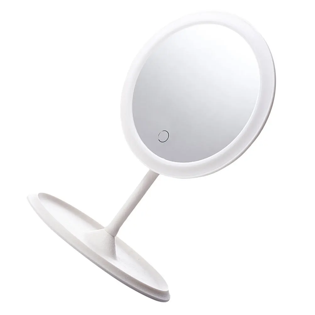 Miroir de maquillage LED, chargeur USB, haute définition, lumière réglable, miroir de vanité, outil de beauté Portable de bureau, cadeau pour femmes, 1 ensemble
