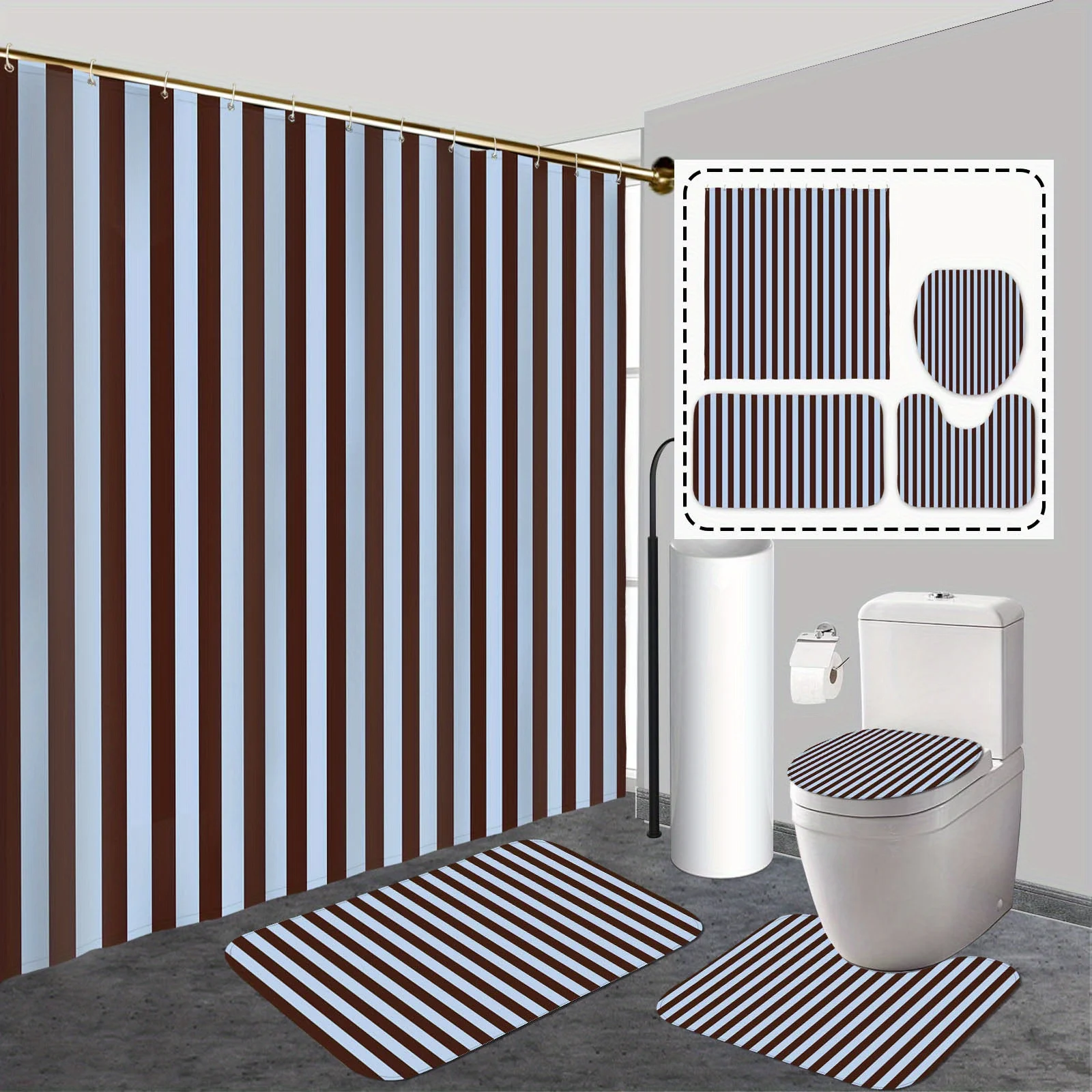 

Домашний декор «Счастливый лунный Новый год», набор занавесок для душа из 4 предметов, нескользящий коврик для ванной комнаты, удобный U-образный коврик для унитаза, коврик для сиденья для унитаза