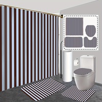 Home Decor Happy Lunar New Year 4-piece Shower Curtain Set, Non-slip Bathroom Rug, Comfort Toilet U-Shaped Mat, Toilet Seat Mat