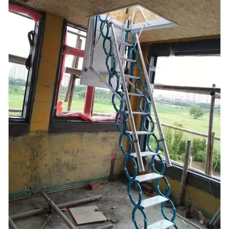 

【Best-selling】Attic Ceiling Mounted Roof Access Ladders Retractable Folding Electric Minimalist Villa Extension Ladder