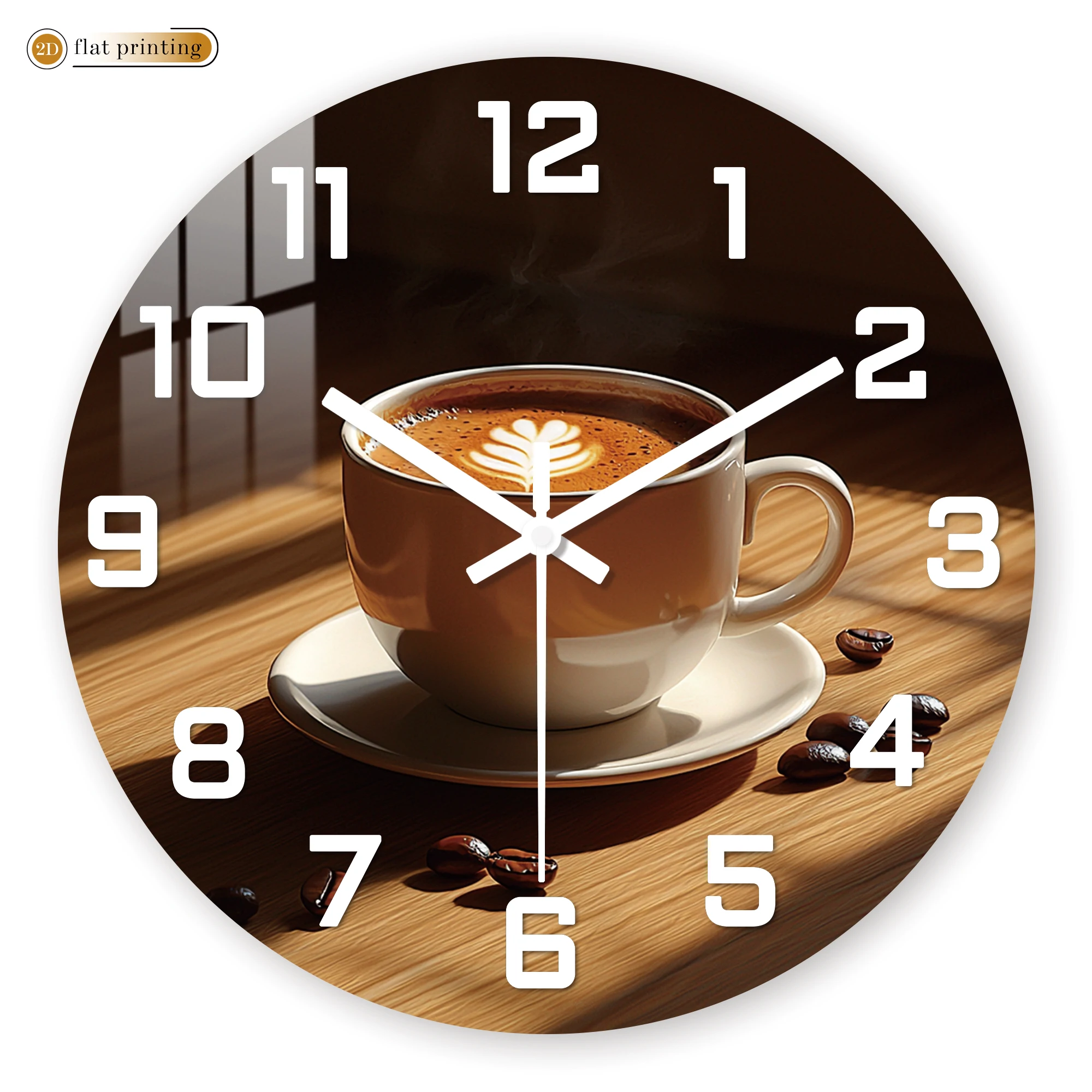 Kreative Wanduhr im Kaffeetassen-Design, Latte Art Decor-Uhr für Küche, Café, geräuschloses Quarzwerk, Heimdekoration