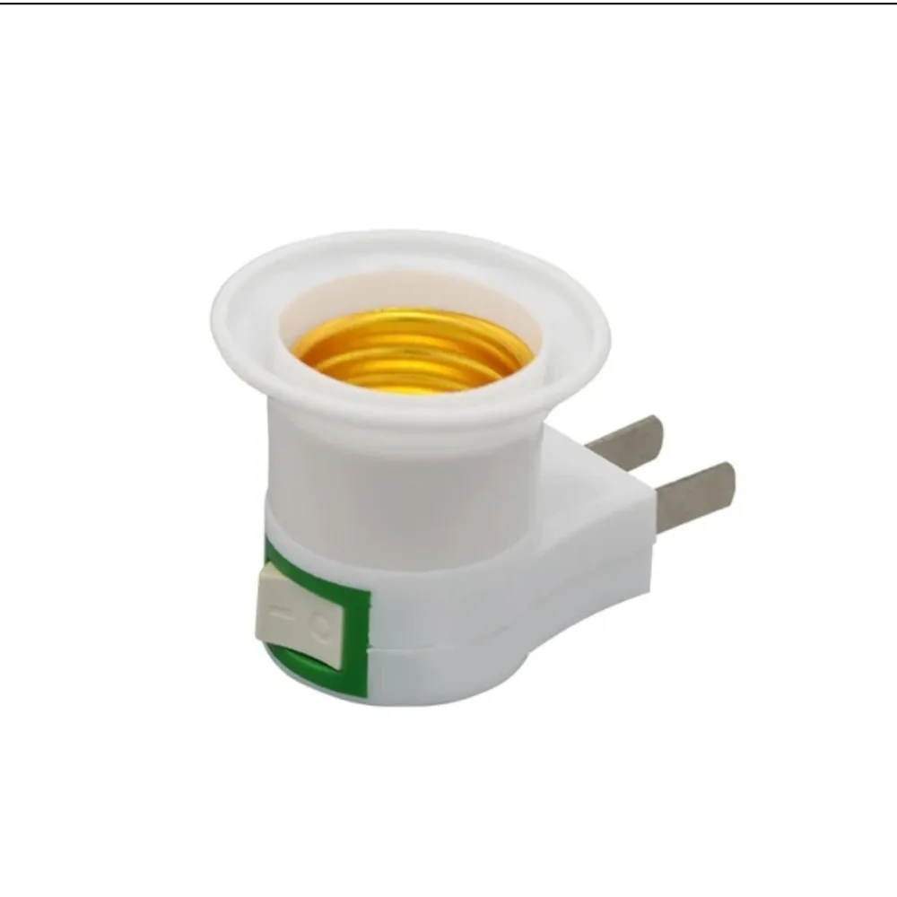 2pcs E27 LED Light Socket US/EU Plug & Play Screw Socket White Lamp Holder Base ON/OFF Switch Plug Light Bulb Adapter Household